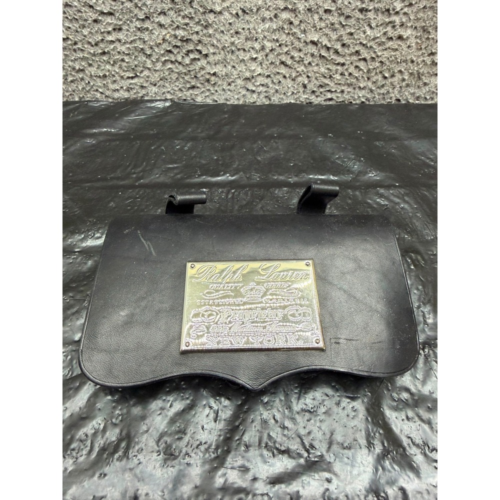 Vintage Ralph Lauren Genuine Leather Equestrian Belt Pouch Bag Black As Is